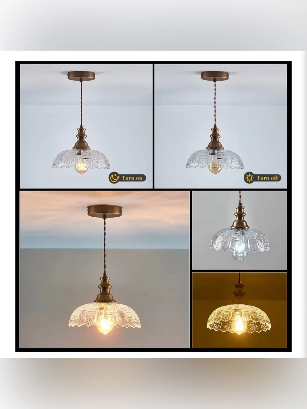 Latinulu 1-Light Pendant Light With Oil Rubbed Bronze Metal Glass Shade